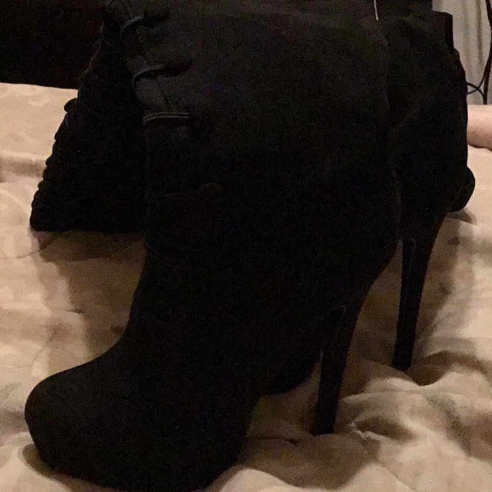 Black Suede above the knee boots